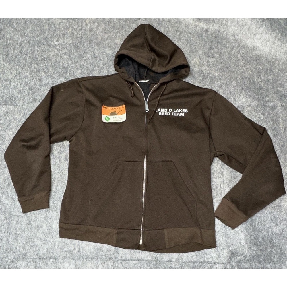 Vintage Land O Lakes Seed Team Full Zip Polyester Jacket. Hood-‎ (45)